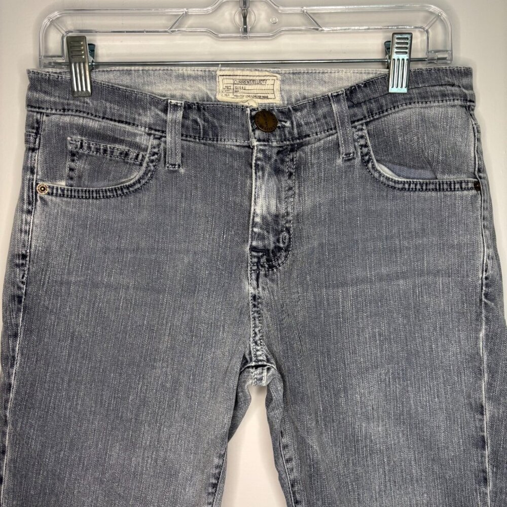 CURRENT ELLIOT The Fling 25-0 Light Gray Denim Boyfriend Jean Crop Rolled Ankle